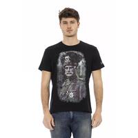 Short Sleeve Round Neck T-shirt with Front Print L Men