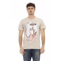 Front Print Short Sleeve T-shirt with Round Neck M Men