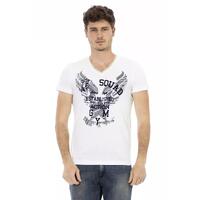 Short Sleeve T-shirt with V-neck and Front Print M Men