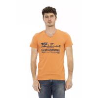 V-Neck Short Sleeve T-shirt with Front Print XL Men