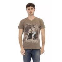 Short Sleeve V-Neck T-Shirt with Front Print M Men