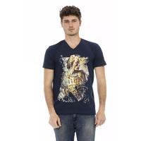 Short Sleeve T-shirt with V-neck and Front Print M Men