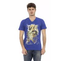 Short Sleeve V-Neck T-shirt with Front Print 3XL Men