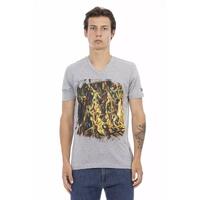 Short Sleeve V-Neck T-shirt with Front Print L Men