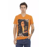 Short Sleeve V-Neck T-Shirt with Front Print M Men