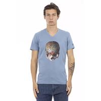 Short Sleeve T-shirt with V-neck and Front Print M Men
