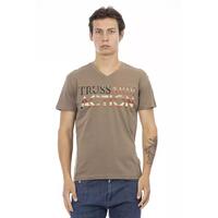 Short Sleeve T-shirt with V-neck and Front Print XL Men