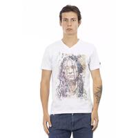 Short Sleeve T-shirt With V-neck - Front Print L Men