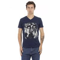 Short Sleeve T-shirt with V-neck and Front Print 2XL Men