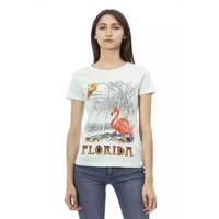 Short Sleeve T-shirt with Round Neck and Front Print L Women