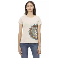 Short Sleeve T-shirt with Round Neck and Front Print S Women