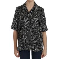 Musical Instrument Print Collared Top 40 IT Women