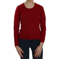 MILA SCHON Women's Red Round Neck Pullover Cashmere Sweater - XS