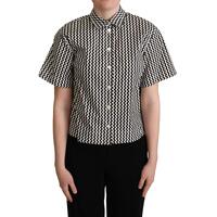 Signature Zigzag Design Cotton Polo by Dolce &amp; Gabbana 42 IT Women