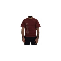 Dolce &amp; Gabbana Men's Maroon Printed Crewneck Tee Cotton T-shirt - 44 IT