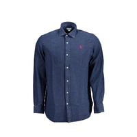US POLO ASSN Men&#39;s Blue Cotton Shirt - 2XL