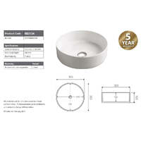 2021 Matte Pink outside Round 360 mm Dia top counter basin porcelain sink
