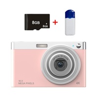 4k 8x Optical Zoom Telescopic Lens Digital Camera with Card Reader &amp; 8g - Pink