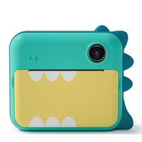 Instant Camera for Kids with Dual-lens Mini Print Green Dinosaur Design - Green Dinosaur No Card