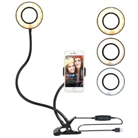 360 Degree Flexible Selfie Ring Light with Phone Holder for Live Streaming - 4 Inch