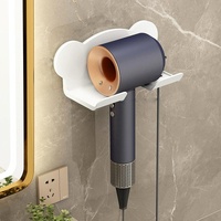 Wall Mounted Holder For Dyson Hair Dryer Bathroom Storage Rack Simple Black - Simple White