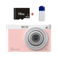 4k 8x Optical Zoom Telescopic Lens Digital Camera with Card Reader &amp; 16g - Pink