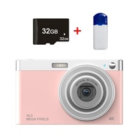 4k 8x Optical Zoom Telescopic Lens Digital Camera with Card Reader &amp; 32g - Pink