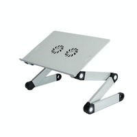 Foldable Laptop Desk with Fan &amp; Mouse Board - Aluminum Alloy Height-adjustable