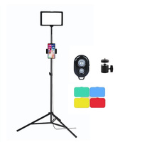 8 Three-colour Photography Flat-panel Live Fill Light - 0.5m Bracket &amp; Bluetooth Remote