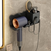 Wall Mounted Holder For Dyson Hair Dryer Bathroom Storage Rack Simple Black - Upgrade Black
