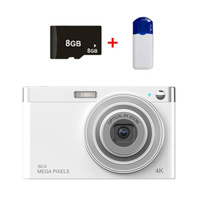 4k 8x Optical Zoom Telescopic Lens Digital Camera with Card Reader &amp; 8g - White