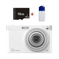 4k 8x Optical Zoom Telescopic Lens Digital Camera with Card Reader &amp; 16g - White