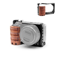 Sony Zv-E10 Camera Cage With Wood Handle And Metal Stabilizer Rig