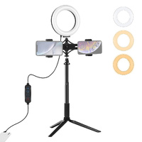 Live Broadcast Phone Bracket &amp; Tripod Mount with Extension Rod &amp; 6.2 Inch Led Ring Light Kit