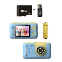 2.4 Hd Reversible Kids Camera + 16gb Memory Card &amp; Reader - Yellow / Blue