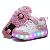 Rechargeable Light Wheel Skating Shoes for Kids - Size 36 Two-wheeled - Pink