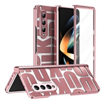 Foldable Electroplated Phone Case for Samsung Galaxy z Fold 4 5g with Hinge - Rose Gold