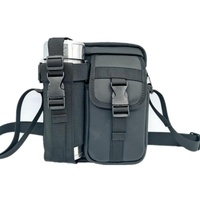 8 Leather Shoulder Mobile Phone Messenger Bag Casual Water Bottle Bag - Black