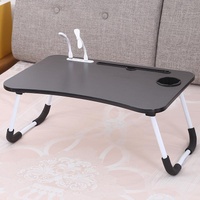 Portable Folding Desk with Fan &amp; Lamp - Compact Design - Cool Black