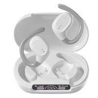 Waterproof Wireless Sports Bluetooth Earphones with Led Display - White