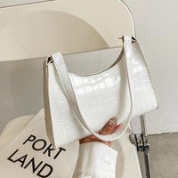 Small Square Stone Pattern Shoulder Bag for Women - White