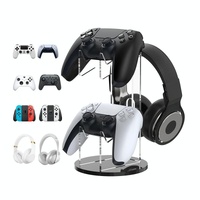 Black Acrylic Game Controller Display Stand With Headphone Hanger