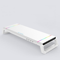 Foldable Laptop Stand with Rgb Lighting &amp; Usb Expansion - Monitor Rack - Moonlight White