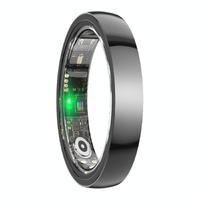 Smart Ring With Heart Rate Blood Oxygen Sleep &amp; Sports Modes - Size 12 - Black