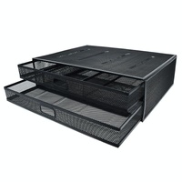 Double Iron Desktop Stand with Drawer for Height Increase and Storage - Black