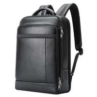 Large-capacity Business Laptop Backpack with Usb &amp; Type-c Port - Black First-layer Cowhide