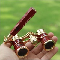 Chrome Double Cylinder Telescope with Handle - 3 x 25 Lady - Wine Red