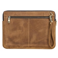 14.2 Inch Leather Laptop Sleeve for Macbook Pro - Black - Brown