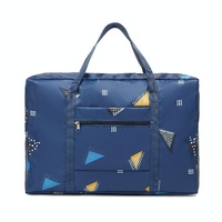 Waterproof Foldable Travel Bag - Compact &amp; Durable - Navy Blue Geometry