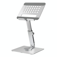 Portable Telescopic Desktop Phone Stand - Foldable &amp; Rotating - Silver